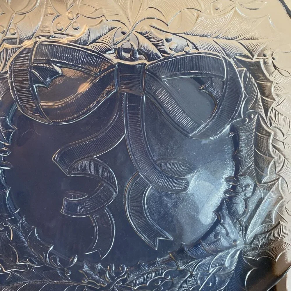 VTG 80s Arcoroc France Glass Holiday Plate 13